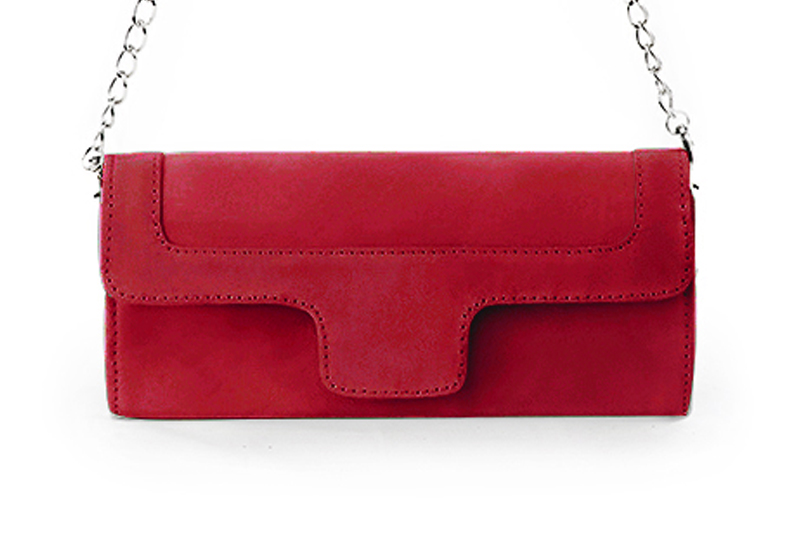 Cardinal red women's dress clutch, for weddings, ceremonies, cocktails and parties. Profile view - Florence KOOIJMAN